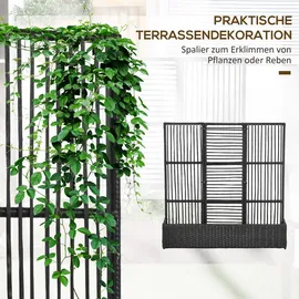 Outsunny Polyrattan Hochbeet mit Rankgitter 103 x 29 x 103 cm Schwarz