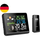 Miraval Funk-Wetterstation: Hygro- & Thermometer Innen/Außen, Farbdisplay, Uhrze