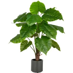 CREATIV green künstliche Pflanze Alocasia Wentii, 100cm im grauen Kunststofftopf mit Erde