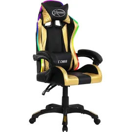 vidaXL Gaming-Stuhl mit RGB LED-Leuchten Gold Schwarz