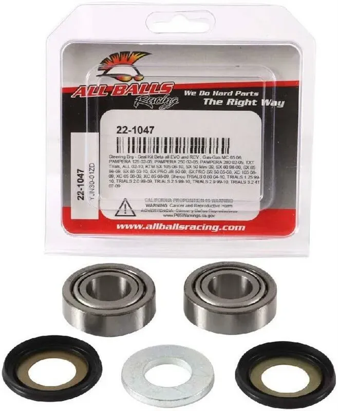 Steering Bearing Kit Aprilia Climber 280 94, Beta EVO 2T 125 09-18, EVO 2T 200 09-18, EVO 2T 250 09-18, EVO 2T 290 09-11, EVO 2T 300 12-18, EVO 2T SS 300 18, EVO 4T 250 09-18, EVO 4T 300 09-18, EVO 80 09-11, EVO JR 80 09-11, REV 2T 125 04-08, REV 2T 200 0