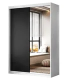 Lukmebel Lookway Kleiderschrank CAMARO II 150 cm mit Spiegel Schiebetürenschrank schwarz|weiß