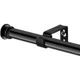 Dekorative Gardinenstangen für Fenster, 76,2 bis 114,7 cm, 1,6 cm Durchmesser, kleine Gardinenstangen-Set, robuste Gardinenstangen mit Halterungen, Schwarz
