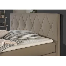 Home Affaire Boxspringbett HOME AFFAIRE "Merino", grau (taupe), B:208cm L:211cm, Struktur fein (100% Polyester), Komplettbetten, Boxspringbett, incl. Kaltschaumtopper, 5, Breiten, 2 Härtegrade, 3 Ausführungen