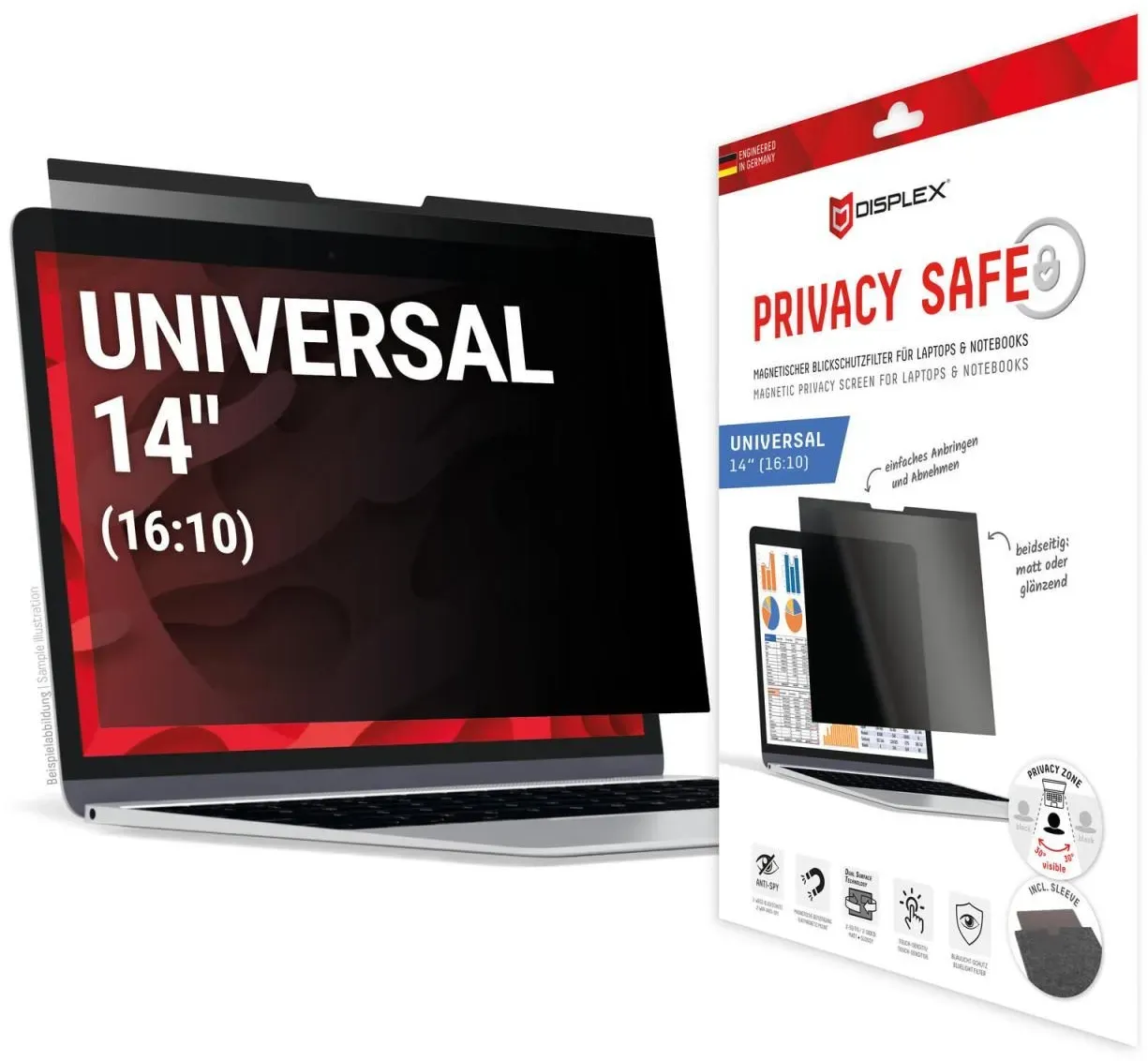 0 DISPLEX PRIVACY SAFE Blickschutzfilter für Laptop/ Notebook 14'' (16:10)