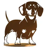 Rost Hund Dackel H: 40cm, Hunde Figur Rost Design auf Standplatte, Rostfigur, Gartendeko, Metalldeko
