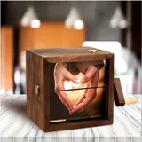 CVBN Personalisierte Bilder Rahmen mit Foto Handkurbel Fotoalbum Fotogeschenke Personalisiert Holz Familie Fotorahmen für Mama Papa Freundin Oma und Opa,Mahogany