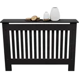 ECD Germany Heizkörperverkleidung Landhausstil 112x19x82 cm Schwarz MDF lackiert für Schlafzimmer Wohnzimmer Heizungsverkleidung Heizkörperabdeckung