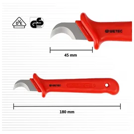 WeTec Kabel-u.Abisoliermesser, halbunde Klinge, mit Kappe, VDE