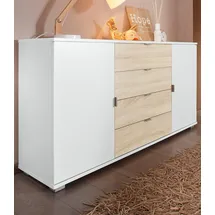 Priess Sideboard 123 x 71 x 38 cm Weiß / Eiche