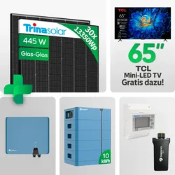 13.35kw Solaranlage mit 10 kWh Speicher + TCL 65` Smart TV Geschenkt | Trina 445W Black Frame TSM-445-NEG9R.28- Preis inkl. MwSt. gem. § 12 Abs. 3 UStG