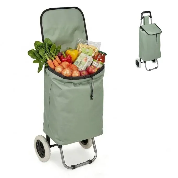 Relaxdays Einkaufstrolley klappbar Schwarz,Silber,Türkis