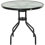 Outsunny Gartentisch Beistelltisch Ø 80 x 72 cm Schwarz