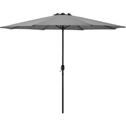 DELUKE® Sonnenschirm 300 cm mit Kurbel TEMMI Wasserfest UV-beständig Sonnenschirm rund Gartenschirm Balkonschirm Terrassenschirm Sonnenschutz Grau