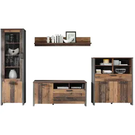 GuenstigEinrichten Derbe CLIF 4-tlg. Old Wood Vintage/Beton-Optik (18508810)