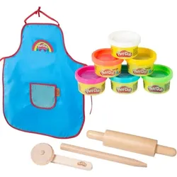 roba x Play-Doh Kompaktes Spielset - Holzwerkzeuge, Knetdosen & Schürze