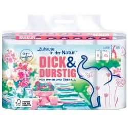 Dick & Durstig Haushaltstücher 10442 , 1 Packung = 8 Rollen zu je 45 Blatt