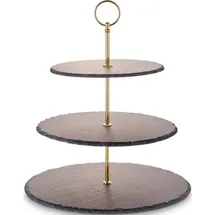 Echtwerk Servierplatte Etagere, Metall, Schiefer, (1-tlg) goldfarben
