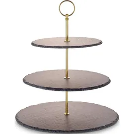 Echtwerk Servierplatte Etagere, Metall, Schiefer, (1-tlg) goldfarben