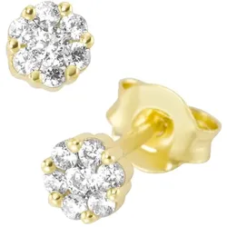 Smart Jewel Ohrstecker Blüte, Zirkonia Steine, Silber 925 Gold Damen 