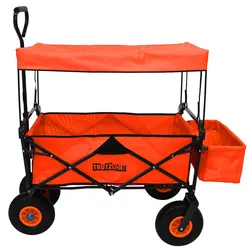 Bollerwagen faltbar mit Dach, Vollgummi-Räder, Hecktasche und Teleskopgriff