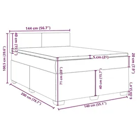 vidaXL Boxspringbett mit Matratze Dunkelgrün 140x200 cm Samt