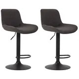 CLP 2er Set Barhocker Lentini Stoff dunkelgrau/schwarz