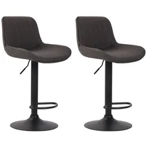 CLP 2er Set Barhocker Lentini Stoff dunkelgrau/schwarz