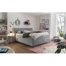 Set One by Musterring Boxspringbett »Fairfield« Metallfuß schwarz, Kopfteil mit Keder, Breite 160 oder 180 cm grau