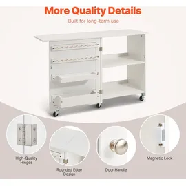 Vevor Klappbarer Nähtisch Mehrzweck 117 x 40 x 78 cm Weiß