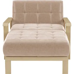 Recamiere SIT & MORE "Billund", beige, B:109cm H:88cm T:185cm, 100% Polyester, Sofas, Armlehnen aus Buchenholz in natur, verschiedene Bezüge und Farben
