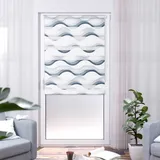 K-HOME Doppelrollo Madrid 80 x 200 cm Wellen grau/weiß