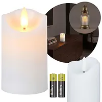 Weiße LED-Kerze mit Flammeneffekt, batteriebetriebener Einsatz für Grablichter, 10 cm - Weiß