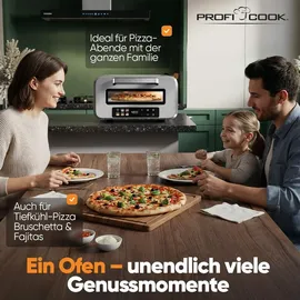 Proficook ProfiCook® Pizzaofen elektrisch | 400°C | echter Pizzastein | inkl. Pizzaheber | variable Zeit und Temperatureinstellung | Pizza Ofen Elektro | für Pizza in unter 5 min. | Pizzamaker | PC PO 1323
