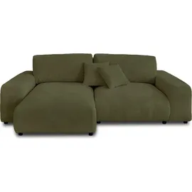 lisa design Garance, Ecksofa beidseitig montierbar - 4-Sitzer, aus Cord , Grün - Grün
