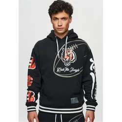 Kapuzensweatshirt RECOVERED "NFL Bengals Rule The Jungle", Herren, Gr. XXL, schwarz, 100% Baumwolle, bedruckt, normal, ohne Ausschnitt, Langarm, Sweatshirts, für Cincinnati Bengals-Fans