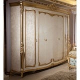 Casa Padrino Luxus Barock Schlafzimmerschrank Weiß / Beige / Gold - Prunkvoller Massivholz Kleiderschrank im Barockstil - Barock Schlafzimmer Möbel - Edel & Prunkvoll