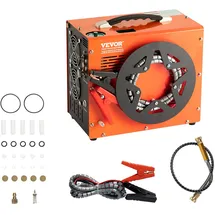 Vevor PCP Kompressor 30 MPa/4500 PSI, Luftkompressor 0,5 L, Tragbarer PCP DC 12 V & AC 230 V Kompressor, 25min Einschaltdauer Luftpump, 600-W-Hochleistungskonverter Hochdruckpumpe Airgun Gewehr