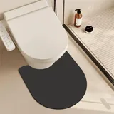 Treer WC-Vorleger mit Ausschnitt, Toiletten Vorleger für Stand Kieselgur WC U-förmig Badematte Teppich rutschfest Weich Waschbar für Freistehende Toiletten (Schwarz,60 * 55cm)