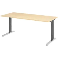 Bümö Schreibtisch Ahorn, Graphit, Nachbildung,Ahorn, Rechteckig, 180x74x80 cm, FSC