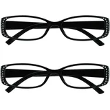 The Reading Glasses Company Die Lesebrille Unternehmen Schwarz Diamonte Stil Leser Wert 2er-Pack Designer Stil Frauen Damen RR93-1 +1,00