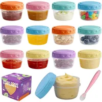 Eudomis 12 Stück Gefrierdosen Klein 80ML mit Messskala,Auslaufsichere Einfrieren Behälter mit Deckel,Stapelbar & Wiederverwendbar,Gefrierbehälter für Snacks,Saucen(6 Farben)