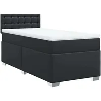 VidaXL Boxspringbett mit Matratze Schwarz 100x200 cm Kunstleder