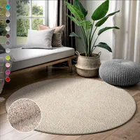 Sanat "LOCA", beige, H:30mm Ø:120cm, Kunstfaser, Teppiche, Wohnzimmer, Langflor, Shaggy, Schlafzimmer