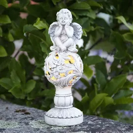 StarTrading LED Solar Gartenfigur Engel grau H: 27cm 6 Stunden Leuchtdauer