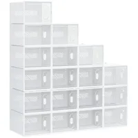 Homcom 18er Set Schuhboxen, Schuh-Organizer mit magnetischen Türen, Schuhkarton