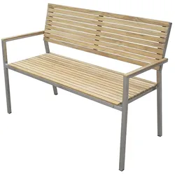 2-Sitzer Parkbank Gartenbank Sitzbank Bank Garten Terrasse Edelstahl Teak