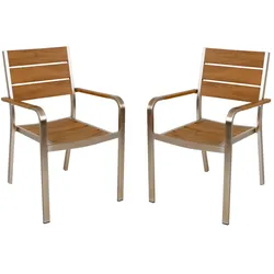 4x Holz Alu Stapelstuhl Gartenstuhl Gartensessel Stuhl Stapelsessel stapelbar