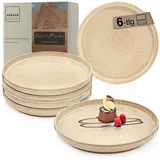 KJ Collection 252212 Teller Dessertteller Steingut Beige Schwarz