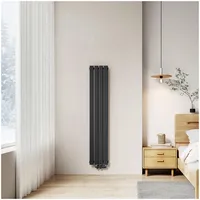 EMKE Flachheizkörper 1600 x 300 mm 557 W schwarz Mittelventil
